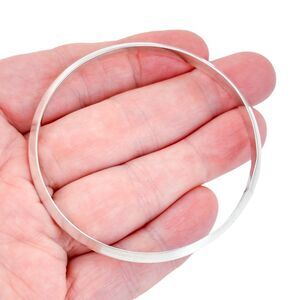 Vintage Sterling Silver 925 Ridge Edge Bangle Bracelet 7.75"